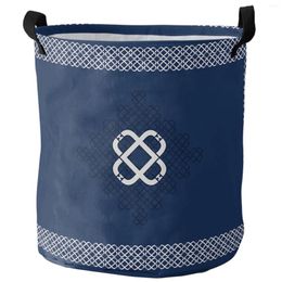 Laundry Bags Blue Geometric Foldable Basket Kid Toy Storage Waterproof Room Dirty Clothing Organizer
