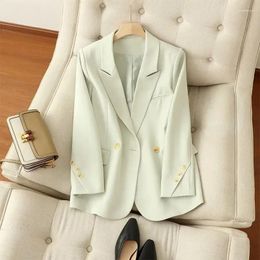Women's Suits Insozkdg Women Sweet Suit Jacket 2024 Spring Autumn High-end Tops Niche Casual Loose Korean Style Two-buttons Blazer