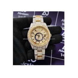 Fully Iced Out And Customized Hip Hop Two Tone Watch Baguettes Dual Tone Automatic Moissanite Diamond Bust Down Watch