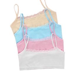Vest 3 pieces of young girl lace Puberty youth soft cotton underwear training bra crop top 8-14 year old childrens underwear lace braL2405