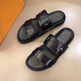 Luxury designer slides platform slippers bom dia flat comfort mule genuine leather men sandals buckle flip flops summer beach shoes 5.14 03