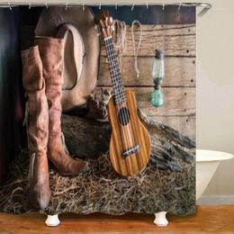 Shower Curtains Western Decor Curtain American Cowboy Boots Country Music Barn WaterproofBath For Bathroom Bath Mat Set