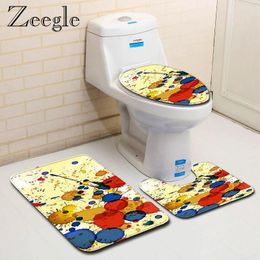 Bath Mats Zeegle Mat Modern Printed Bathroom Rug Set Absorbent Toilet Pedestal Foot Anti-slip Soft Cover Seat