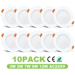10Pcs LED Downlight Recessed Ceiling Spot Lamp 5W 7W 9W 12W 15W AC 220V for Kitchen Bedroom Living Room Home Lighting