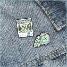 Pins, Brooches Cam Enamel Pin Custom Mountain Forest Po Picture Book Brooch Bag Clothes Lapel Pins Badge Jewellery Gift For Friends Dro Dha0Q