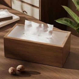 Tissue Boxes Napkins Chinese style wooden tissue box with acrylic Lid light luxurious easy to access multifunctional desktop tissue Organiser B240514