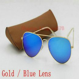 sell Brand New Designer Fashion color Mirror Men Women Polit Sunglasses UV400 Vintage Sport Sun glasses Gold Blue 58MM 62MM Le2688113