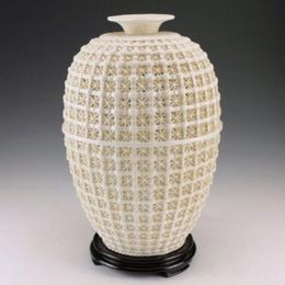 Rare Oriental antique handmade dehua ceramic hollow out big vase9229519