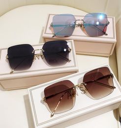 MS New Women Sunglasses Rimless UV400 Brand Designer High Quality Gradient Sun Glasses Female With Box7496744