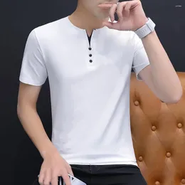 Men's T Shirts Classic Summer T-shirt Skin-touching Small V-Neck Breathable Men Slim Fit Solid Colour Tee Shirt Sweat Absorbing