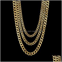 Pendant Necklaces Pendant Necklaces Stainless Steel Chain Necklace For Men Women Curb Cuban Link Chains Black Gold Sier Colour Punk Cho Dhy1I