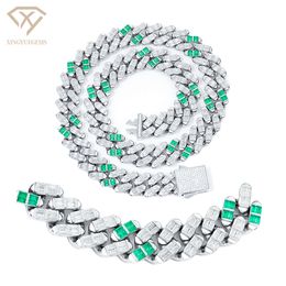 Factory Custom Wholesale Hip-Hop Jewellery Necklace Men 16Mm Sier Gra Certified Vvs Diamond Moissanite Cuban Link Chain