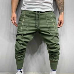 Men's Pants 2022 New Cargo Pants Men Grn Fashion Casual Pencil Trousers Multi-Pocket Zipper Hip Hop Style Men Harem Pants Joggers T240515