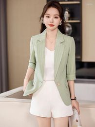 Women's Suits Half Sleeve Elegant Styles Women Formal Blazers Coat Jackets Professional Ladies Office Work Wear Career Outwear Tops