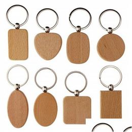 Novelty Items Diy Wooden Keychain Personalised Wood Pendant Key Chain Gift For Friends Graduation Custom Logo Drop Delivery Home Gard Dhk2H