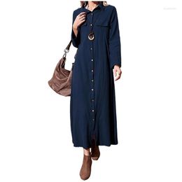 Ethnic Clothing Muslim Abaya Turkey Arab Oman Women Summer Long Sleeve Shirt Dress Fashion Single-Breasted Cardigan Femme Islam Robe Dhwo7