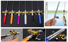 Mini Pocket Telescopic Fishing Pole Aluminium Alloy Pen Lightweight Portable Shape Folded Fishing Rods With Reel Wheel ZZA2751863282