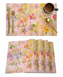 Table Mats 4/6 Pcs Spring Flowers Oil Painting Abstract Placemat Kitchen Home Decoration Dining Coffee Mat