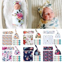 Blankets 1 Set Born Baby Swaddle Blanket Soft Cotton Muslin Beanie Hat Headband For 0-3 Months Girls Boys