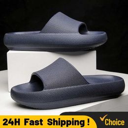 Slippers Men Thick Sole Summer Beach Slides Bathroom Non Slip For Shoes Soft Sandals Women Flip Flops Cloud Slipper H240514