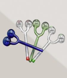 New Arrival Smoking Pipes Double Bubble Coloured Glass Oil Burner Tube Glass Pipe Thick Clear Glass 3954370