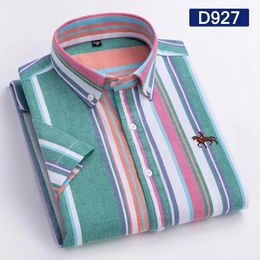 Summer Short Sleeve Turndown Collar Regular Fit Oxford Fabric 100% Cotton Excellent Comfortable Business Men Casual Shirts 240508