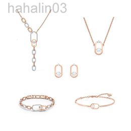 Desginer swarovski necklace jewelry Shi Jias Beating Heart Necklace Female Oval Bracelet Crystal Rose Gold Dynamic Earrings Collar Chain Lover Gift