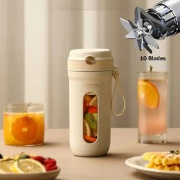 10 Blades Electric Portable Blender 350ML Juicer Fruit Mixers USB Rechargeable Smoothie Cup Squeezer Juice Maker y240509