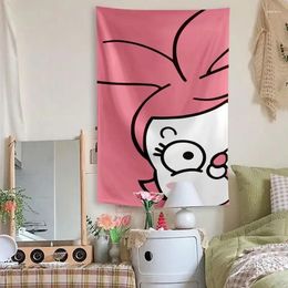 Tapestries Cartoon Pink Cute Girl Background Cloth Ins Room Decoration Hanging Dormitory Rental House Renovation Wall