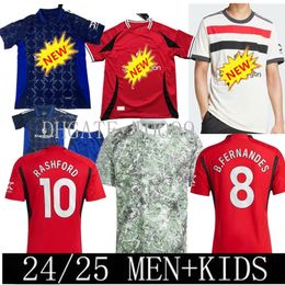 2024 2025 RASHFORD soccer jerseys B. FERNANDES MARTINEZ MOUNT DALOT GARNACHO CASEMIRO SHAW MAINOO KIDS third 24 25 football shirt kit set Fans Player version S-4XL