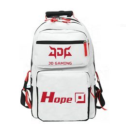Hope backpack JD Gaming daypack Wang Jie school bag JDG Game Print rucksack Casual schoolbag White Black Colour day pack