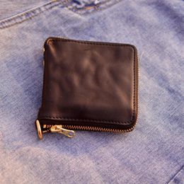 Wallets AETOO Vintage First Layer Cowhide Zipper Money Clip Simple Do Old Men's Wallet Commuting Portable Storage Small Bag
