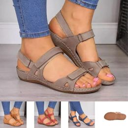 Outdoor Low Heels Platform Barefoot Beach Leather Casual Womens Sabot Shoes Flat Sandals Woman Summer Comfortable Elegant 240515