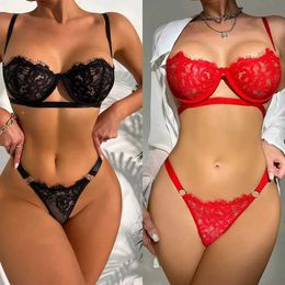 Sexy Pyjamas Lingerie Sexy Transparent Lace Bra Set Exotic Sets Porn 2Piece Set Erotic Comes Sexy Lingerie For Women Japanese Underwear T240513