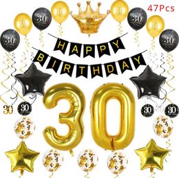 30 40 50 60 Anniversary Balloons Happy Birthday Party Decorations Adult Black Gold Balloons 30th 40th 50th Years Party Favors3460335