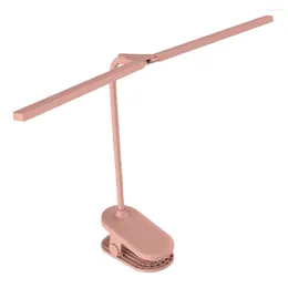 Table Lamps Double Lamp Clip Desk LED Student Mini Creative Charging USB Dormitory Study Bedroom Reading Night Pink