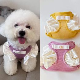 Dog Collars Fashion Ruffle Puppy Harness Beauty Breast-band For Small Dogs Cats Walking Lead Maltese Training Supplies