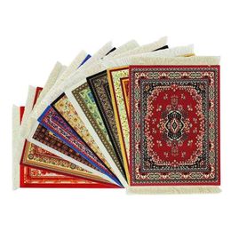 Mouse Pads Wrist Rests Persian mini woven carpet mat mouse pad retro style carpet pattern cup laptop mouse pad with Flynn home office desk decoration technology J2405