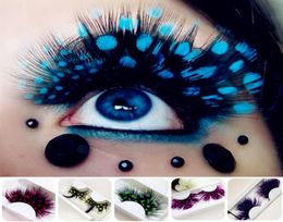 3D False Feather Eyelashes Natural Fake Eye Lashes Strip Eyelashes Colored Eyelash Extensions For Party 6 Colors4326730
