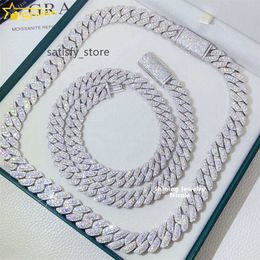 Hip Hop Jewellery Iced Out Necklace 13mm 15mm Miami Moissanite Diamond Cuban Link Chain