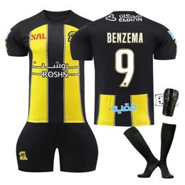 Football Jersey 2324 New Jeddah United Home No.9 Benzema Football Jersey Set for Children and Adults