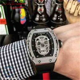 RM Designer Hollow Luxury Fiber Mens Mechanics Mechanical Watches Wristwatch Dihanno and Womens Skull Watch Barrel Squa Type Carbon