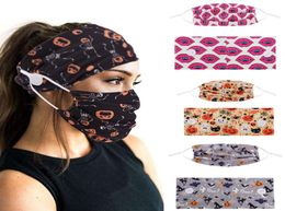 2Pcsset christmas button headband mask turban hairs accesories soft yoga sports elastic hair band fashion with mask women8432736