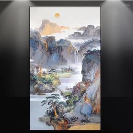 Wallpapers CJSIR Chinese Landscape Scenery Oil Painting Style Embossed Custom Large Mural Wallpaper Decor