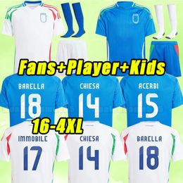 2024 Italy Soccer Jerseys Fans Player Version Maglie Da Calcio TOTTI VERRATTI CHIESA Italia 24 25 Men Football Shirts T LORENZO Man Uniform men kids kits 3XL 4XL