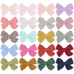 Girls Kids Cotton Linen Barrettes Children Sweet Cute 10CM Bow Hair Accessories Bowknot Clipper Kids Whole Wrapped Safety Hairpins Clips YL2674