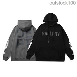 Gallere Dep high version hoodies fashion long sleeve letter Autumn/Winter New Galler Kirin Arm Flame Arm Letter Print Velvet Hooded Sweater