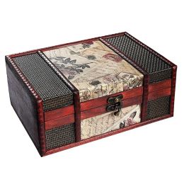 Bags Treasure Box 9.0inch Retro Stamps Small Trunk Box for Jewellery Storage,Treasure Cards Collection,Gift Box,Gifts and Home Decora
