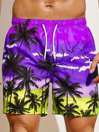 Men's Shorts Summer Men Fashion Shorts 3D Coconut Tr Printing Clothing Boys Kids Casual Hawaii Vacation Shorts Male Vintage Beach Shorts T240515