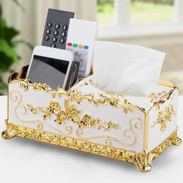 Tissue Boxes Napkins Nordic style tissue box with lid ABS light luxurious embossed design napkin box elegant tissue box with remote control bracket B240514